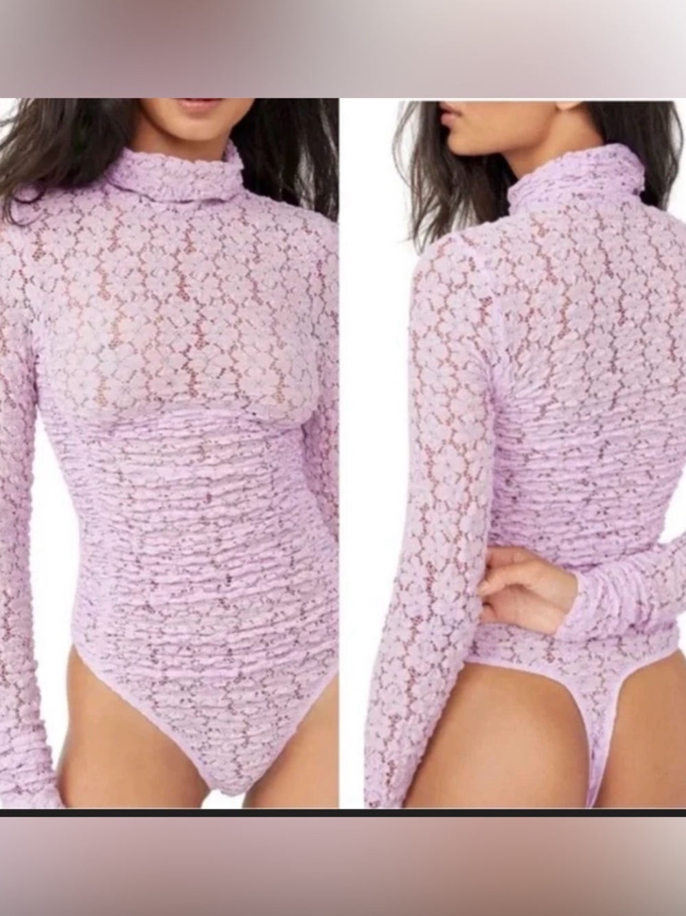 NWT Intimately Free People Lilac Day N Night Floral Lace Thong Bodysuit